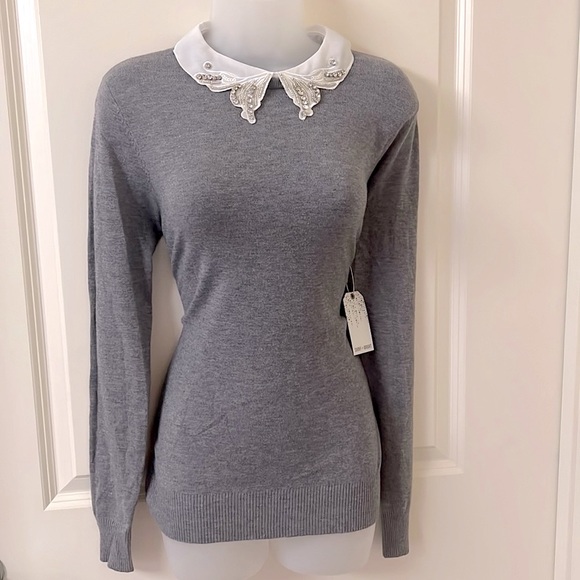 Vila Milano Crystal Lace Collar With Pearl Button Closure - Picture 1 of 13